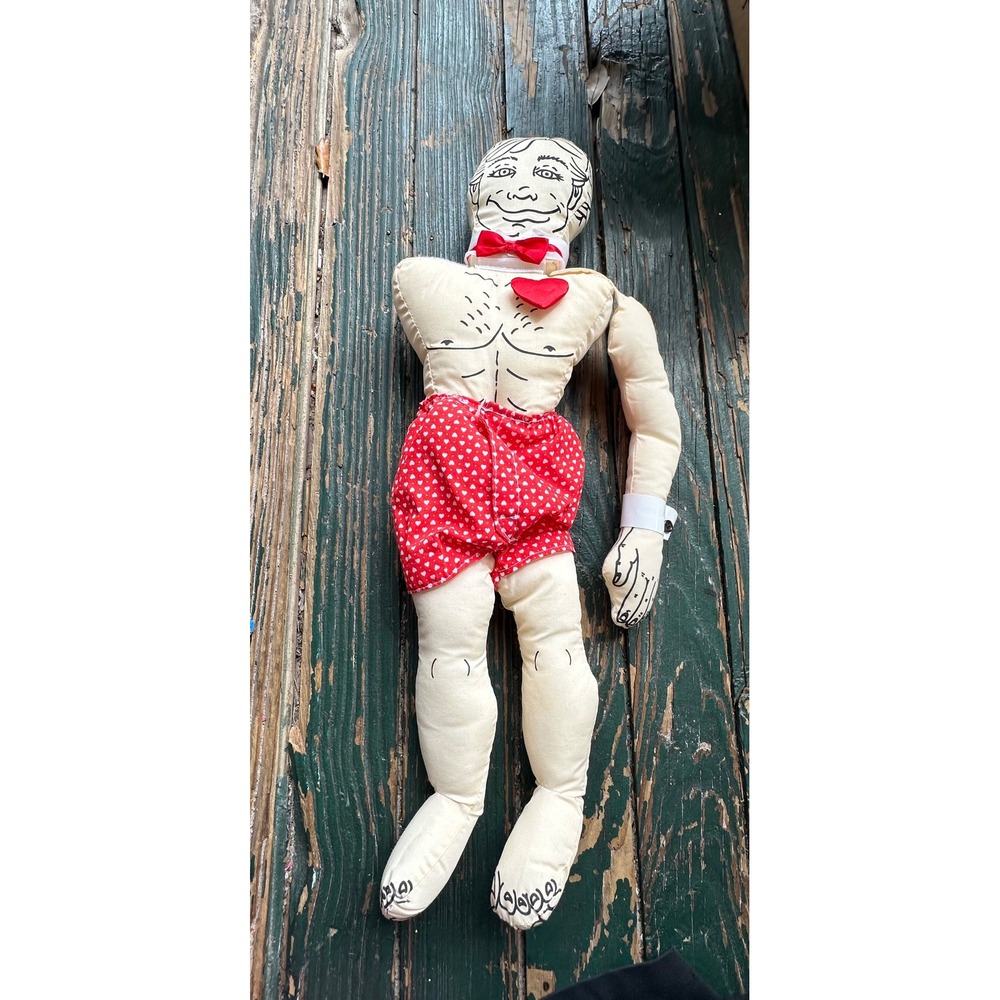 Vintage Love Hate Playmate Male Plush Doll Red Heart Boxers Novelty Collectible